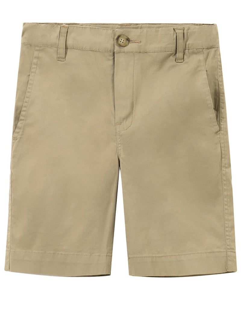 Spring&Gege Boys' Cotton Twill Flat Front Uniform Stretch Chino Shorts, Khaki, 11-12 Years - Image 1